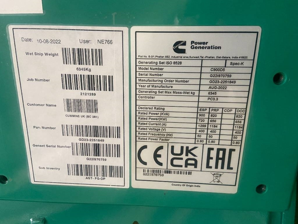 Cummins C900D5 - 900 kVA Open Genset - DPX-18527-O - مجموعة المولدات: صورة 4 Cummins C900D5 - 900 kVA Open Genset - DPX-18527-O - مجموعة المولدات: صورة 4