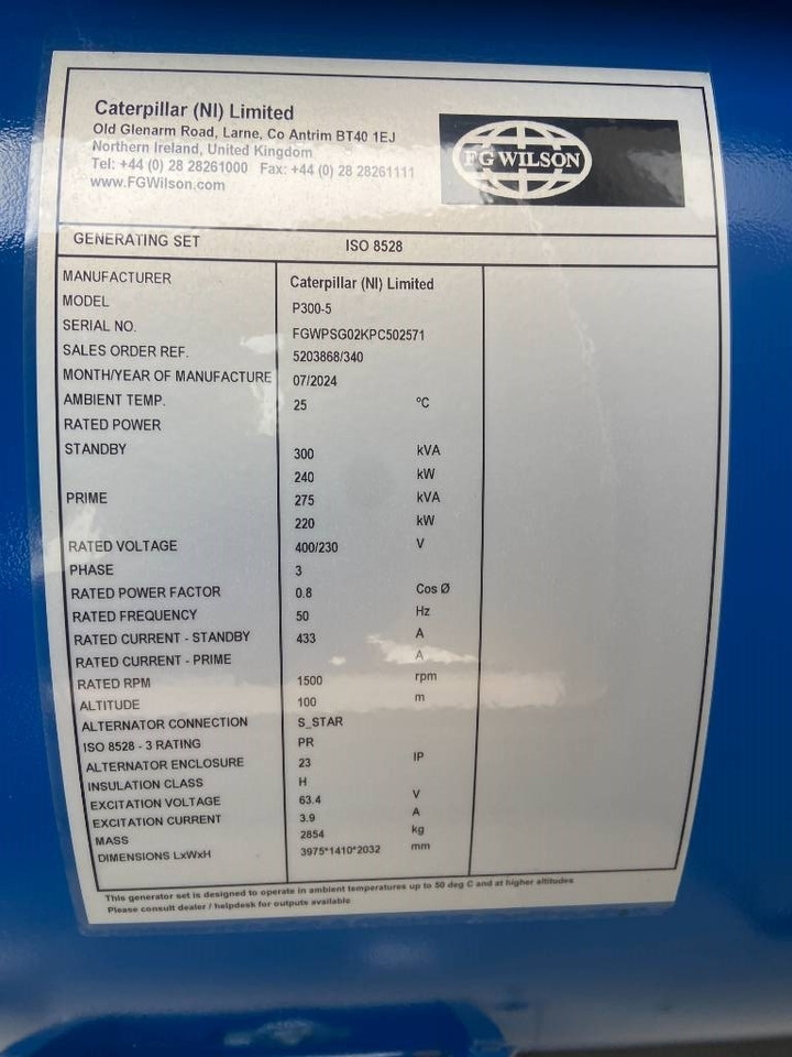 FG Wilson P300-5 - 300 kVA Genset - DPX-16015 - مجموعة المولدات: صورة 4 FG Wilson P300-5 - 300 kVA Genset - DPX-16015 - مجموعة المولدات: صورة 4