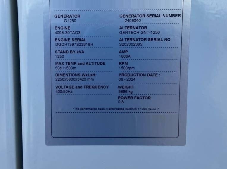 Perkins 4008TAG3 - 1.250 kVA Generator - DPX-21070 - مجموعة المولدات: صورة 4 Perkins 4008TAG3 - 1.250 kVA Generator - DPX-21070 - مجموعة المولدات: صورة 4