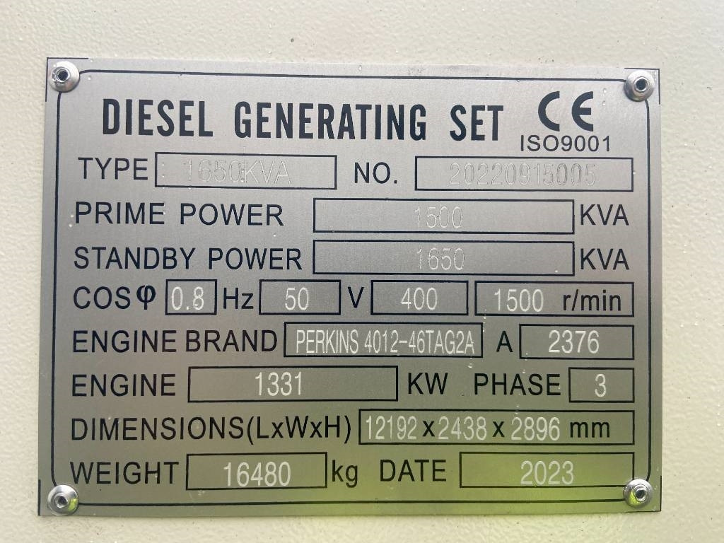 Perkins 4012-46TAG2A - 1.650 kVA Generator - DPX-19823-O - مجموعة المولدات: صورة 4 Perkins 4012-46TAG2A - 1.650 kVA Generator - DPX-19823-O - مجموعة المولدات: صورة 4