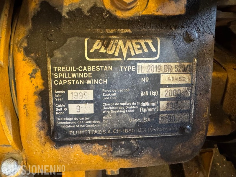 1999 Plumett TL2019 DR520/8 vinsjhenger - معدات البناء: صورة 3 1999 Plumett TL2019 DR520/8 vinsjhenger - معدات البناء: صورة 3