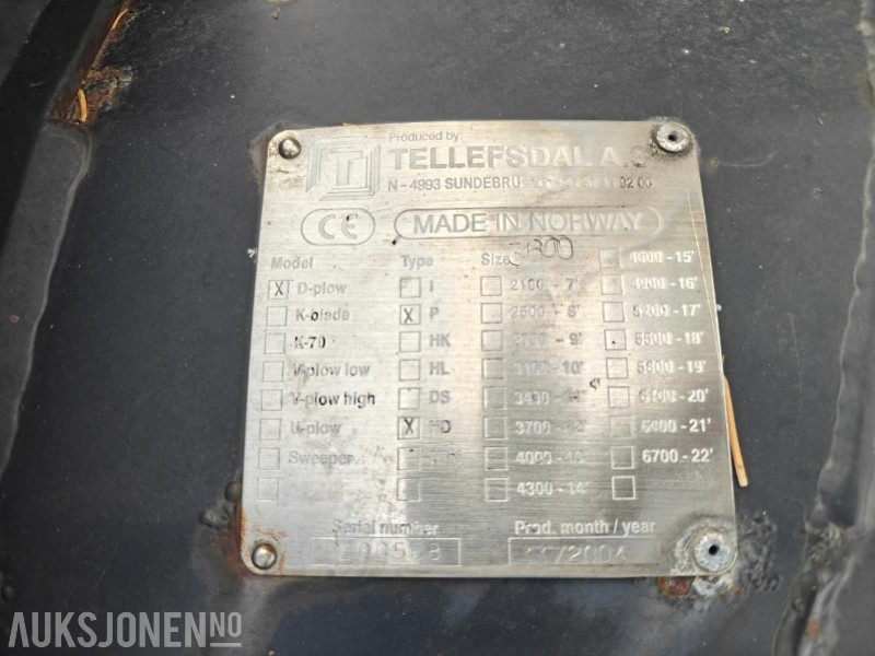 2004 Tellefsdal diagonalplog  / snøplog - P HD - Bredde 3600 mm - Parallelllogram - شاحنة: صورة 5 2004 Tellefsdal diagonalplog  / snøplog - P HD - Bredde 3600 mm - Parallelllogram - شاحنة: صورة 5