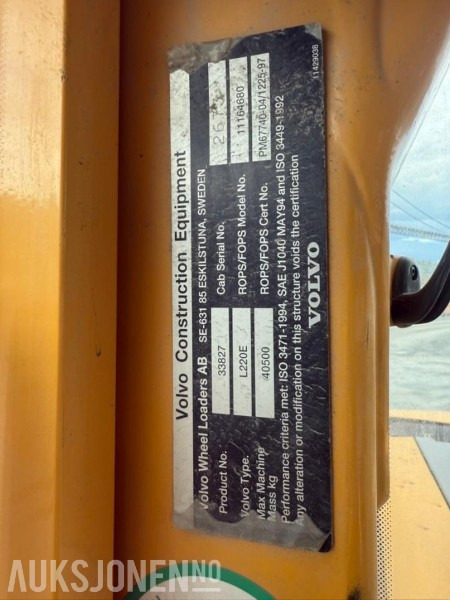 2005 Volvo L220E HJULLASTER - 15364 Timer - اللودر بعجل: صورة 5 2005 Volvo L220E HJULLASTER - 15364 Timer - اللودر بعجل: صورة 5