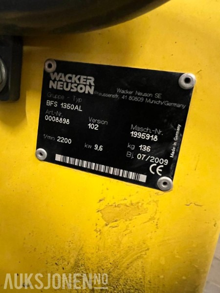 2009 Wacker Neuson BFS 1350AL - Asfalt og betongsag. - معدات البناء: صورة 5 2009 Wacker Neuson BFS 1350AL - Asfalt og betongsag. - معدات البناء: صورة 5