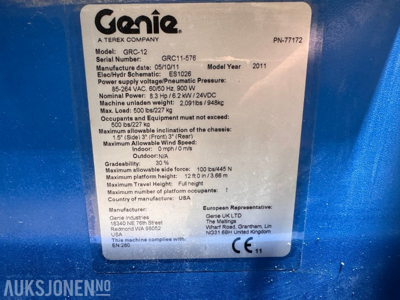 معدات الوصول 2011 Genie GRC-12 - 5,5m mastelift: صورة 6