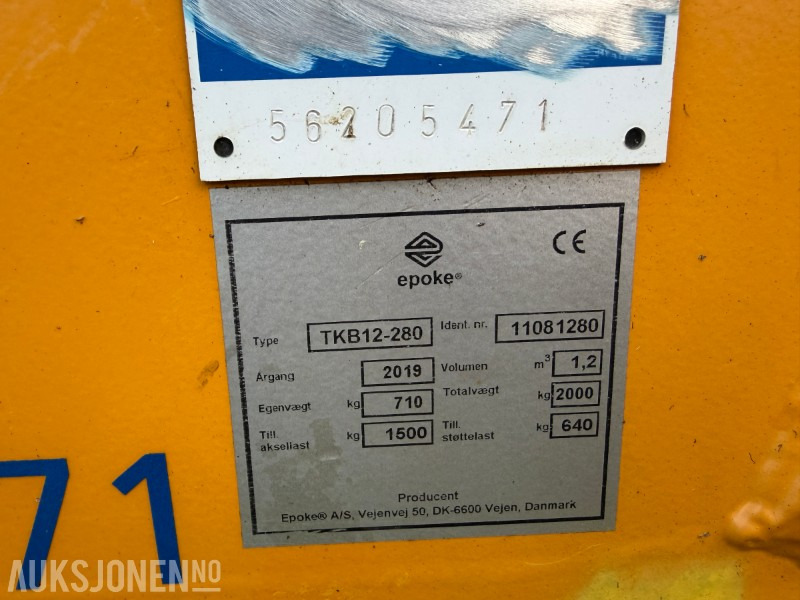 2019 Epoke TKB 12-280 Etterhengde strøer - معدات البناء: صورة 4 2019 Epoke TKB 12-280 Etterhengde strøer - معدات البناء: صورة 4
