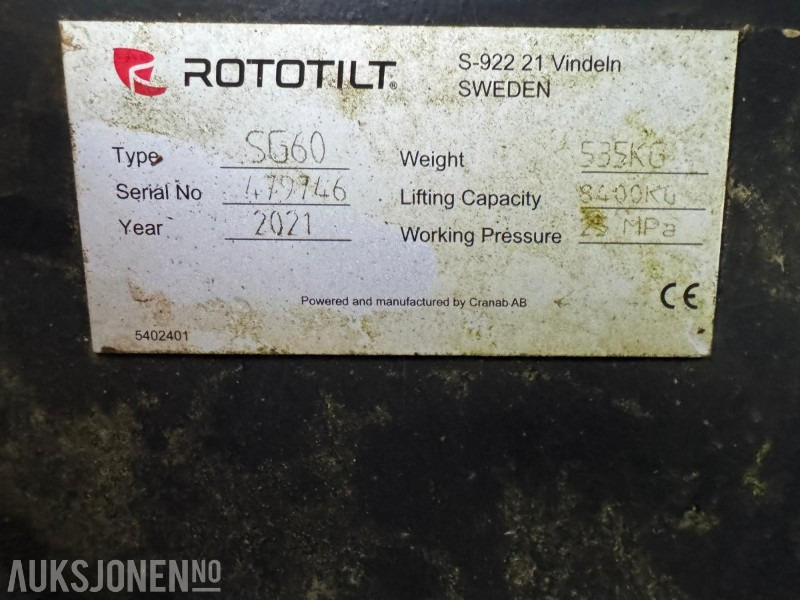 2021 ROTOTILT SG60 SORTERINGSGRIP - S70 FESTE - ملحق - آلات البناء: صورة 5 2021 ROTOTILT SG60 SORTERINGSGRIP - S70 FESTE - ملحق - آلات البناء: صورة 5