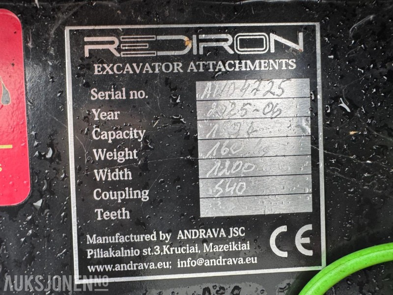 2025 Redron S40 hydraulisk pusseskuffe, 1200 mm bredde, 150 liter - ملحق - آلات البناء: صورة 4 2025 Redron S40 hydraulisk pusseskuffe, 1200 mm bredde, 150 liter - ملحق - آلات البناء: صورة 4