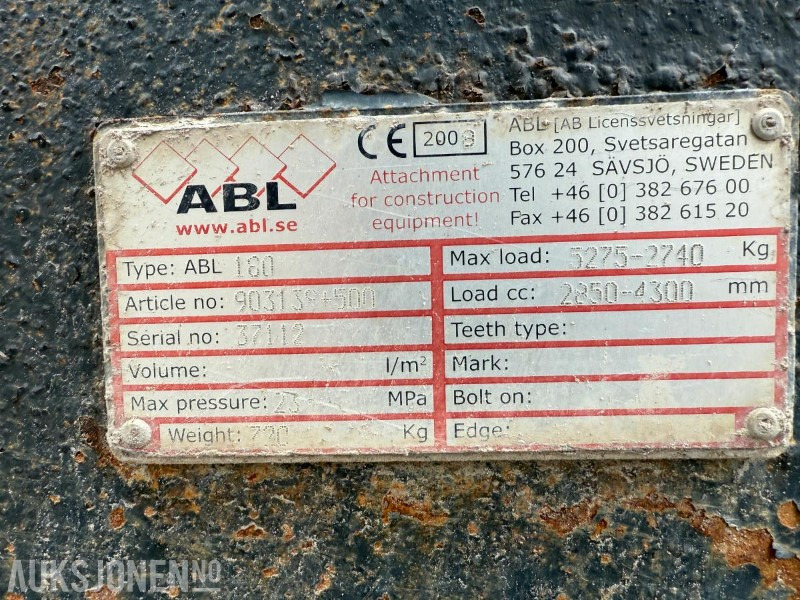 HBL 160 - Kranarm til Hjullaster - Hydraulisk - Store BM-Fester - ملحق - آلات البناء: صورة 4 HBL 160 - Kranarm til Hjullaster - Hydraulisk - Store BM-Fester - ملحق - آلات البناء: صورة 4