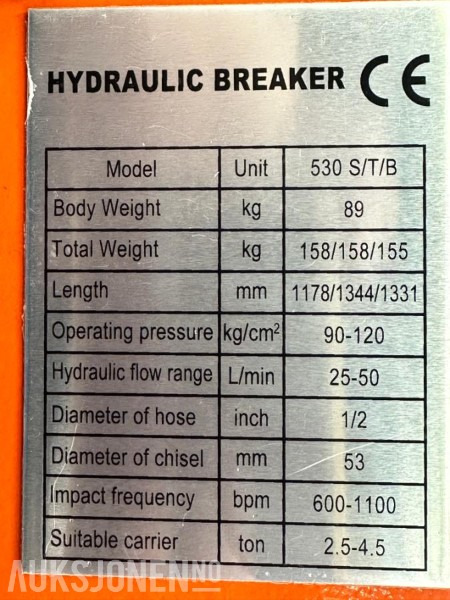 NY KM 530 PIGGHAMMER s40-FESTE CE merket FABRIKKGARANTI - مطرقة هيدروليكية: صورة 4 NY KM 530 PIGGHAMMER s40-FESTE CE merket FABRIKKGARANTI - مطرقة هيدروليكية: صورة 4