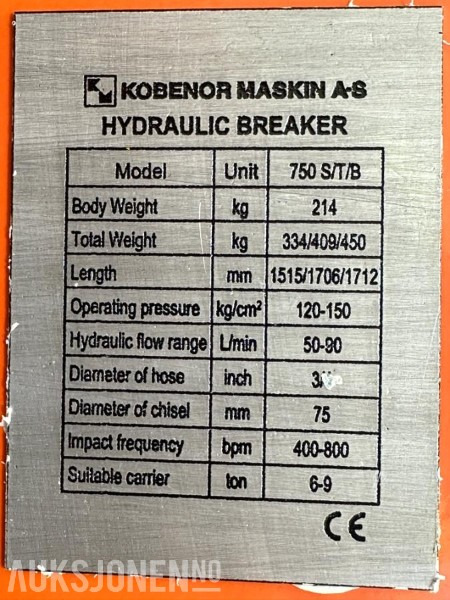 NY KM 750 Pigghammer s40/s50 CE merket FABRIKKGARANTI - مطرقة هيدروليكية: صورة 3 NY KM 750 Pigghammer s40/s50 CE merket FABRIKKGARANTI - مطرقة هيدروليكية: صورة 3