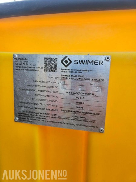 Swimer classic 10m3 Dieseltank - Dobbeltvegget - Godkjent - Overfyllingsvern - 230V - معدات البناء: صورة 4 Swimer classic 10m3 Dieseltank - Dobbeltvegget - Godkjent - Overfyllingsvern - 230V - معدات البناء: صورة 4