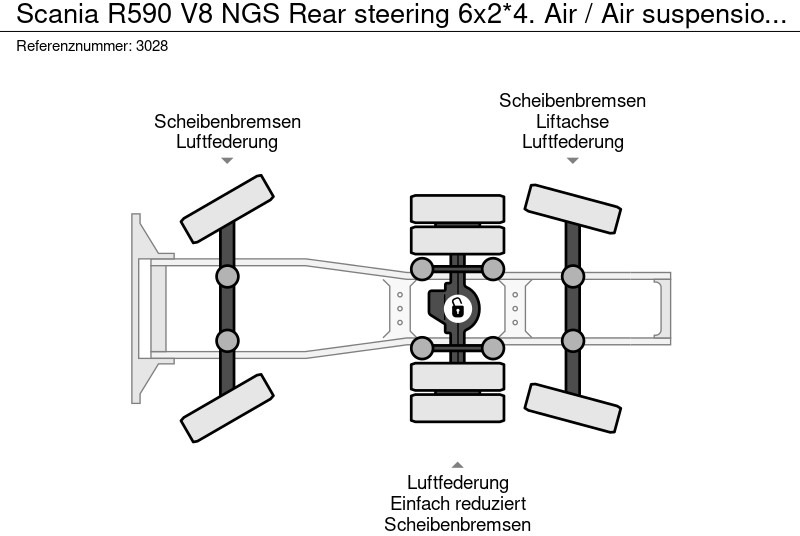 وحدة جر Scania R590 V8 NGS Rear steering 6x2*4. Air / Air suspension. Hydr. system: صورة 11