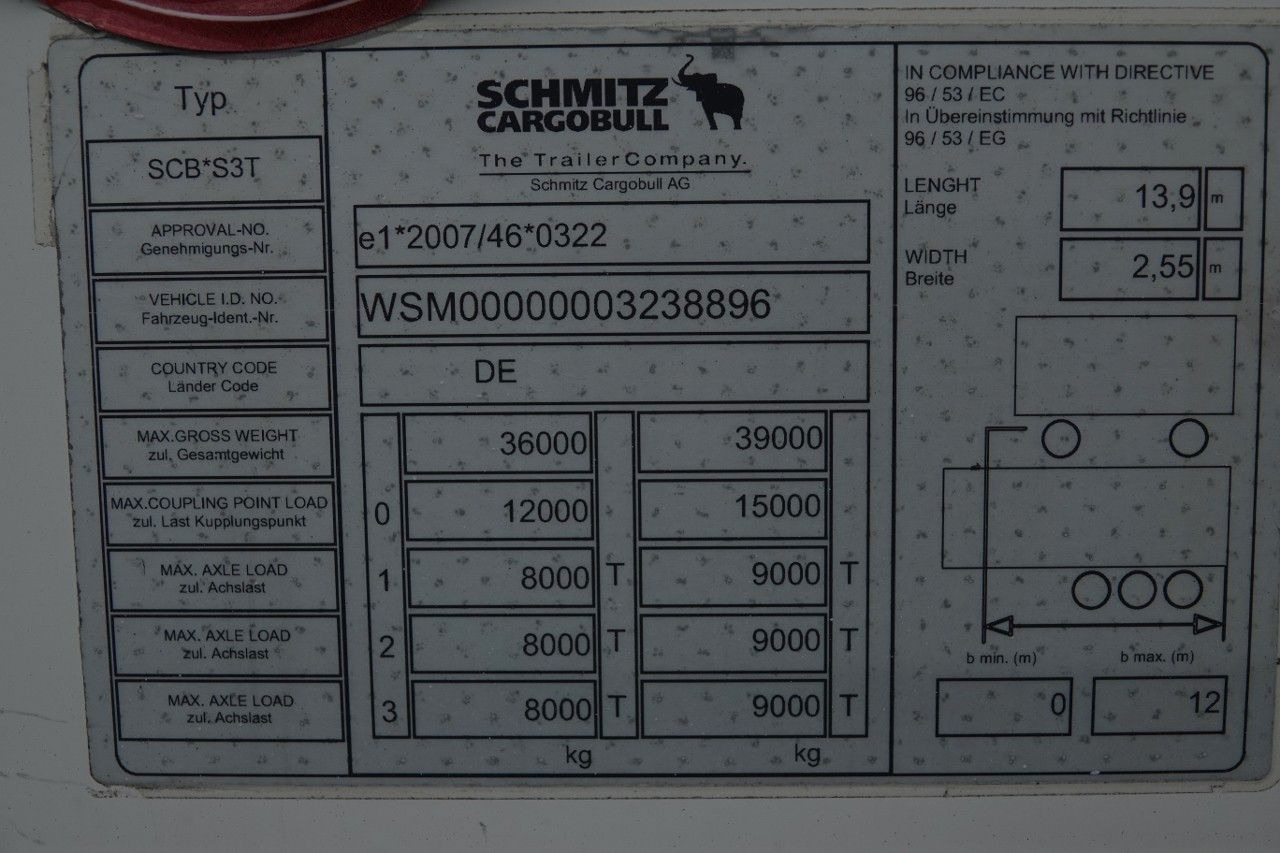 نصف مقطورة ستارة Schmitz Cargobull FIRANKA / STANDARD /  OŚ PODNOSZONA / KOSZ NA PA: صورة 19