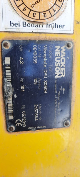 Wacker Rüttelplatte DPU 3050H - لوحة اهتزازية: صورة 4 Wacker Rüttelplatte DPU 3050H - لوحة اهتزازية: صورة 4