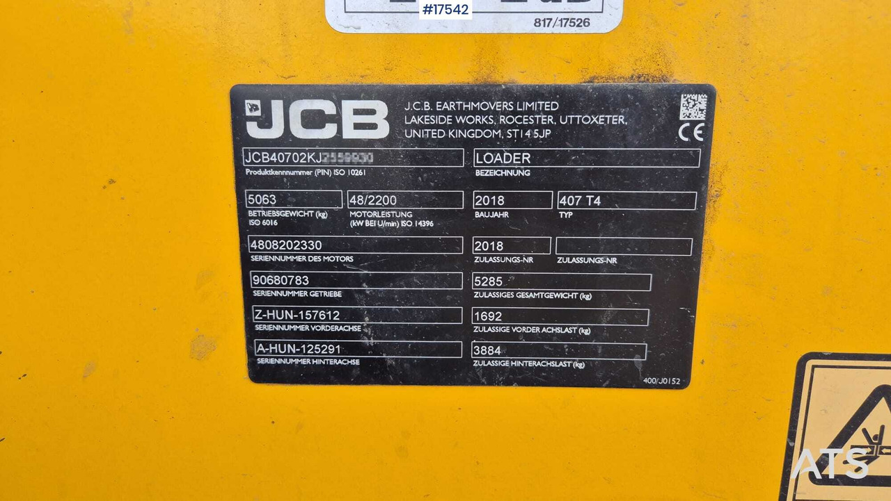 Wheel loader JCB 407 T4 (2018) Wheel loader JCB 407 T4 (2018): صورة 19
