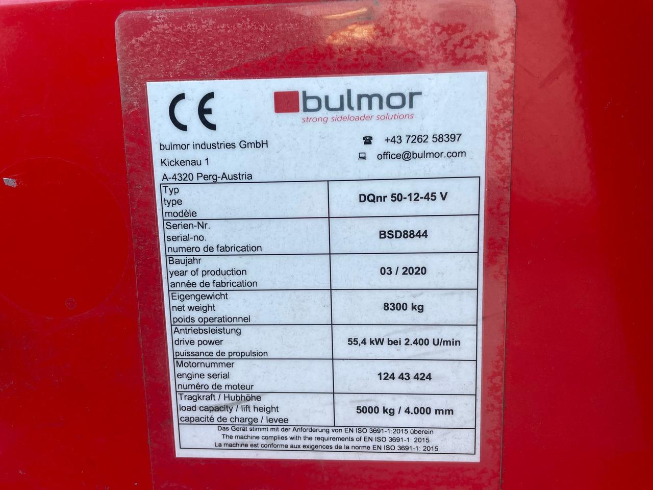 محمل جانبي - رافعة شوكية ذات شحن جانبي Bulmor DQNR50-12-45V: صورة 6