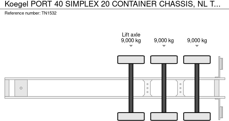 نصف مقطورة لنقل الحاويات Kögel PORT 40 SIMPLEX 20 CONTAINER CHASSIS, NL TRAILER, 2020: صورة 17 نصف مقطورة لنقل الحاويات Kögel PORT 40 SIMPLEX 20 CONTAINER CHASSIS, NL TRAILER, 2020: صورة 17