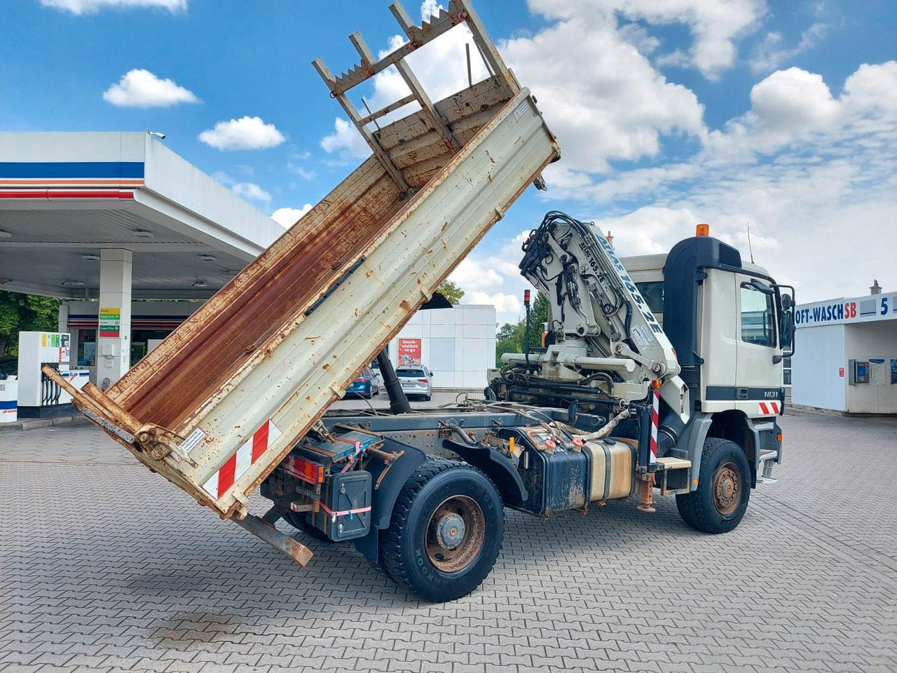 Mercedes-Benz ACTROS 1831 4X4 KRAN MEILER ALLRAD ATLAS 165.2E - شاحنة قلاب, شاحنة كرين: صورة 1 Mercedes-Benz ACTROS 1831 4X4 KRAN MEILER ALLRAD ATLAS 165.2E - شاحنة قلاب, شاحنة كرين: صورة 1