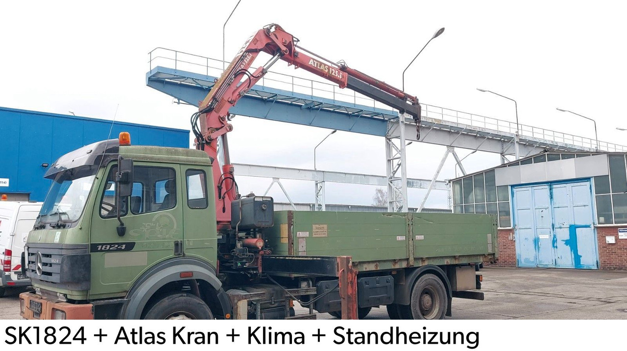 Mercedes-Benz SK 1824 Pritsche Atlas 125.1 Kran Klima Tempomat - شاحنات مسطحة, شاحنة كرين: صورة 1 Mercedes-Benz SK 1824 Pritsche Atlas 125.1 Kran Klima Tempomat - شاحنات مسطحة, شاحنة كرين: صورة 1