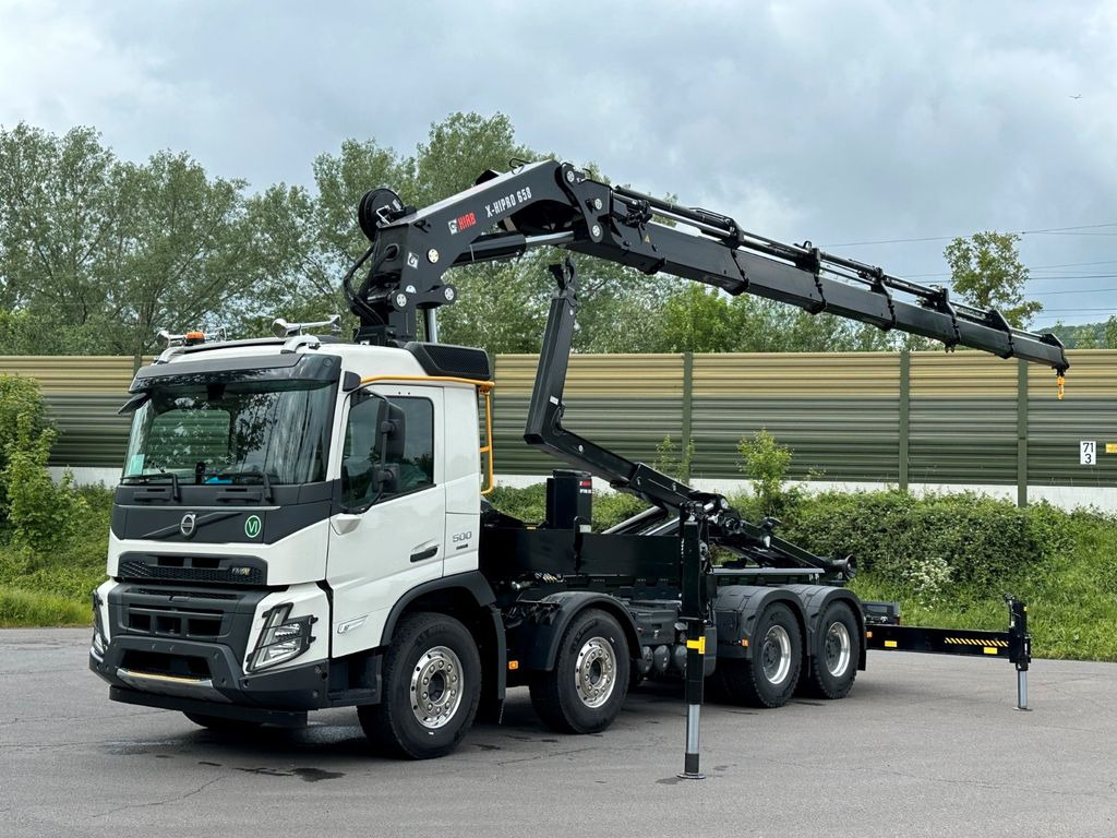 Volvo FMX 500 8x4 Abrollkipper + Kran Hiab 658-6 - شاحنة ذات خطاف, شاحنة كرين: صورة 1 Volvo FMX 500 8x4 Abrollkipper + Kran Hiab 658-6 - شاحنة ذات خطاف, شاحنة كرين: صورة 1