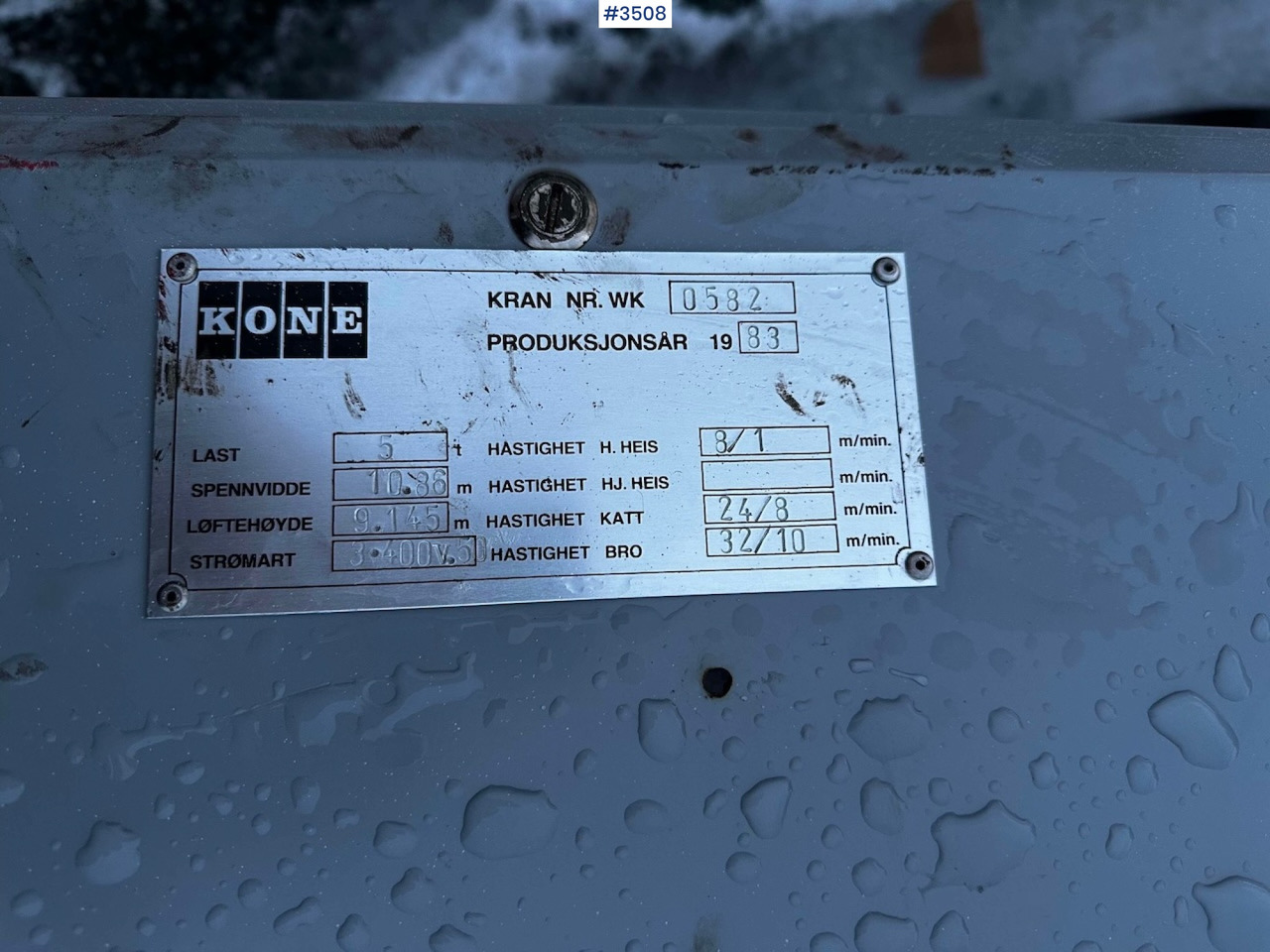 رافعة جسرية 1983 KONE WK-0582 5000 kg Traverskran: صورة 20
