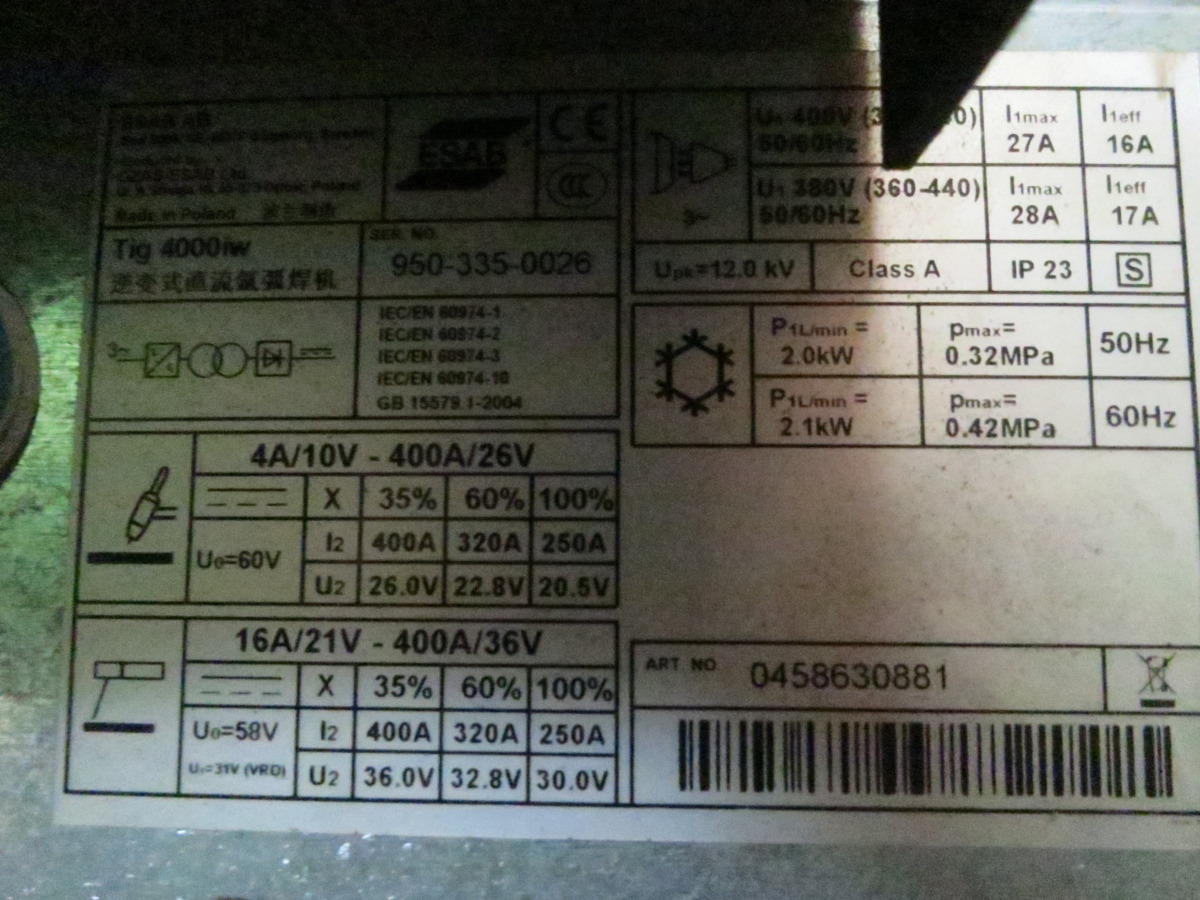 ESAB AB Tig 4000 iw - معدات لحام: صورة 3 ESAB AB Tig 4000 iw - معدات لحام: صورة 3