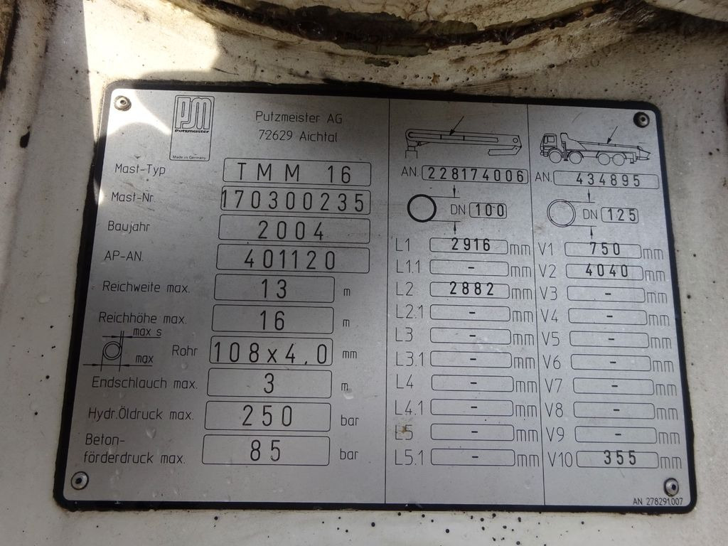 مضخة خرسانة MAN 33.410 TGA PUMI Putzmeister 16 Meter  6x4: صورة 16
