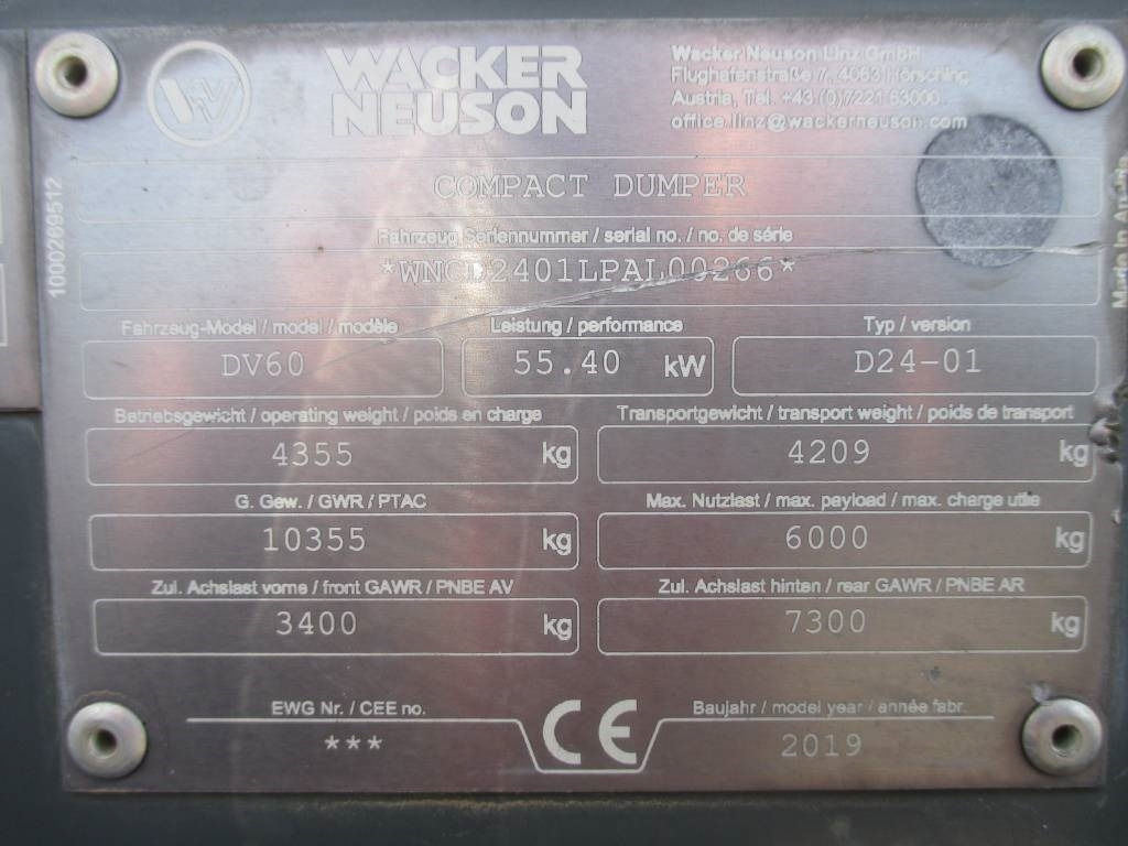شاحنة قلابة صغيرة Wacker Neuson DV 60: صورة 13