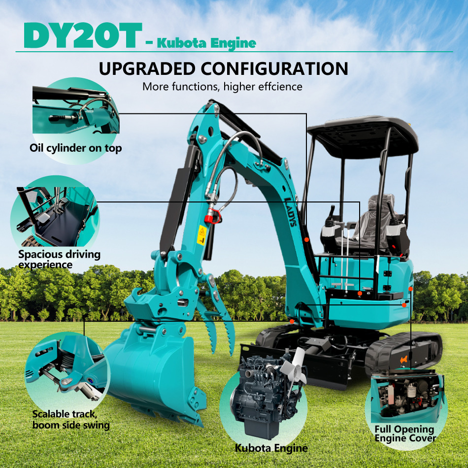 LADYS DY20T Mini Excavator Euro 5/Epa Engine Kubota Mini Excavator For Sale - حفارة مُصَّغرة: صورة 3 LADYS DY20T Mini Excavator Euro 5/Epa Engine Kubota Mini Excavator For Sale - حفارة مُصَّغرة: صورة 3
