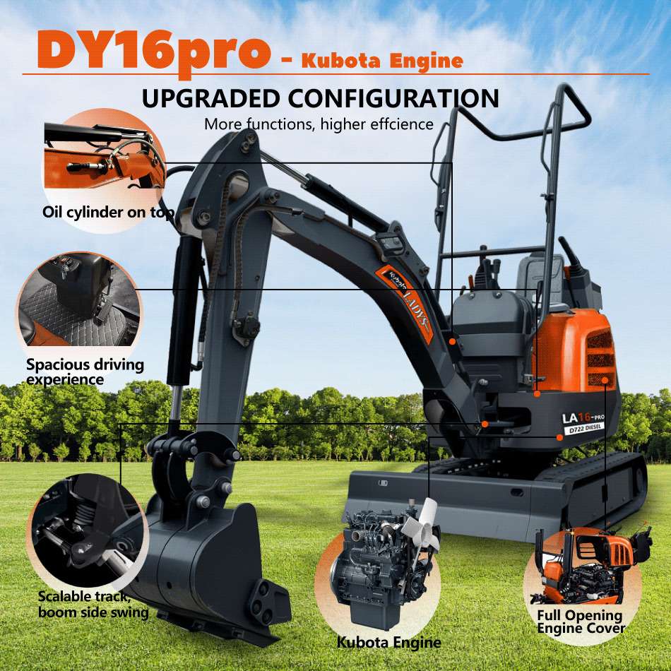 LADYS LA16Pro Mini Excavator Digger Miniexcavadora EPA Kubota Engine Mini Excavator For Sale With Mini Excavator Attachment Set - حفارة مُصَّغرة: صورة 3 LADYS LA16Pro Mini Excavator Digger Miniexcavadora EPA Kubota Engine Mini Excavator For Sale With Mini Excavator Attachment Set - حفارة مُصَّغرة: صورة 3