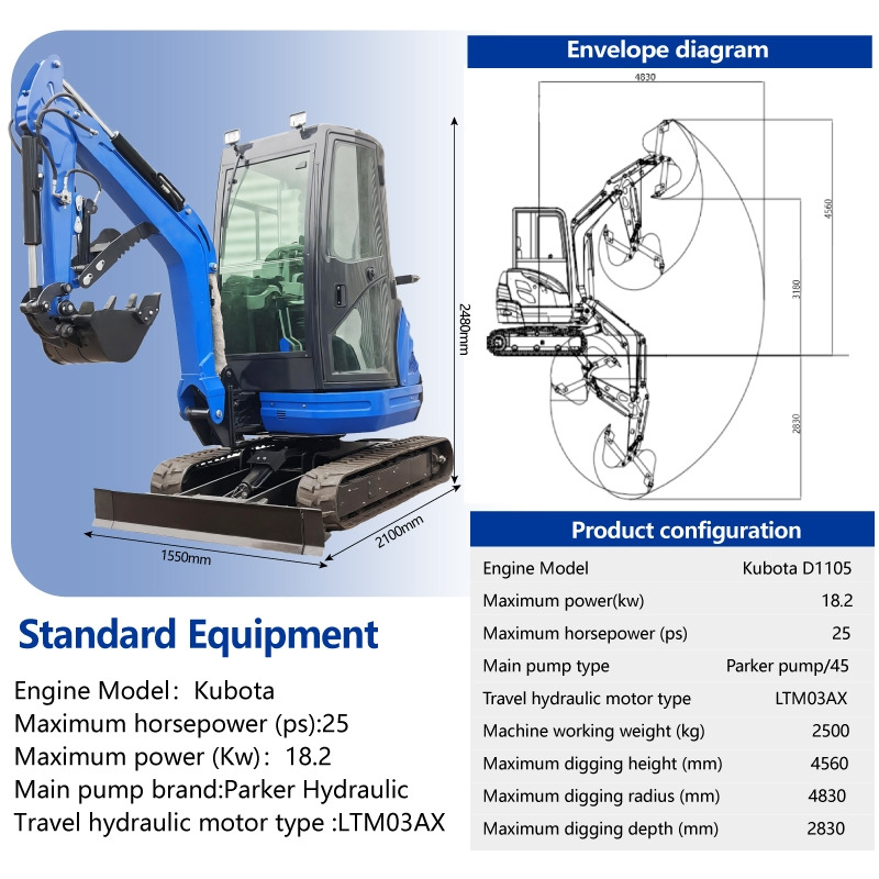LEZUM DY25U Mini Excavator Digger Miniexcavadora EPA Kubota Engine Mini Excavator For Sale With Mini Excavator Attachment Set - حفار زحاف: صورة 2 LEZUM DY25U Mini Excavator Digger Miniexcavadora EPA Kubota Engine Mini Excavator For Sale With Mini Excavator Attachment Set - حفار زحاف: صورة 2