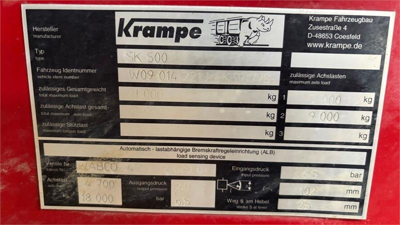 Krampe SK 550 Entreprenørvogn med Hardox kasse SK 500 - مقطورة زراعية قلابة: صورة 5 Krampe SK 550 Entreprenørvogn med Hardox kasse SK 500 - مقطورة زراعية قلابة: صورة 5
