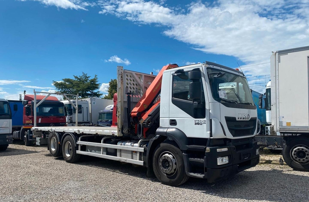 IVECO STRALIS 360 CASSONE FISSO E GRU PALFINGER - شاحنات مسطحة, شاحنة كرين: صورة 1 IVECO STRALIS 360 CASSONE FISSO E GRU PALFINGER - شاحنات مسطحة, شاحنة كرين: صورة 1