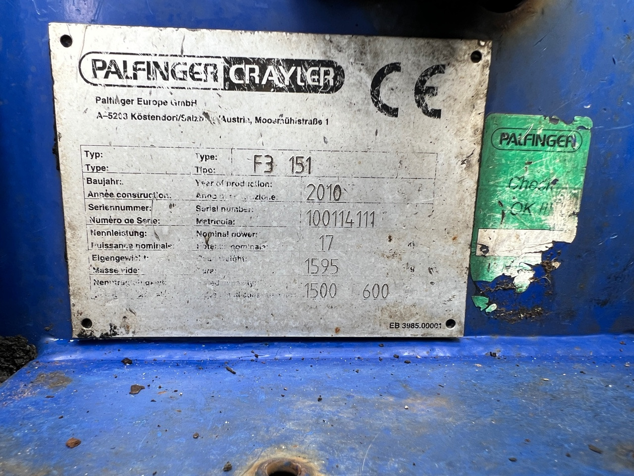PALFINGER CRAYLER PALFINGER CRAYLER F3 151 - رافعة شوكية مثبتة على شاحنة: صورة 5 PALFINGER CRAYLER PALFINGER CRAYLER F3 151 - رافعة شوكية مثبتة على شاحنة: صورة 5