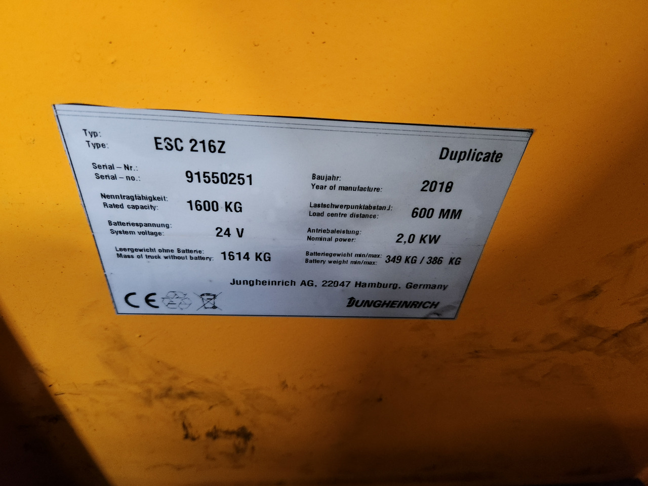 JUNGHEINRICH ESC 216z - معدات المستودعات: صورة 2 JUNGHEINRICH ESC 216z - معدات المستودعات: صورة 2
