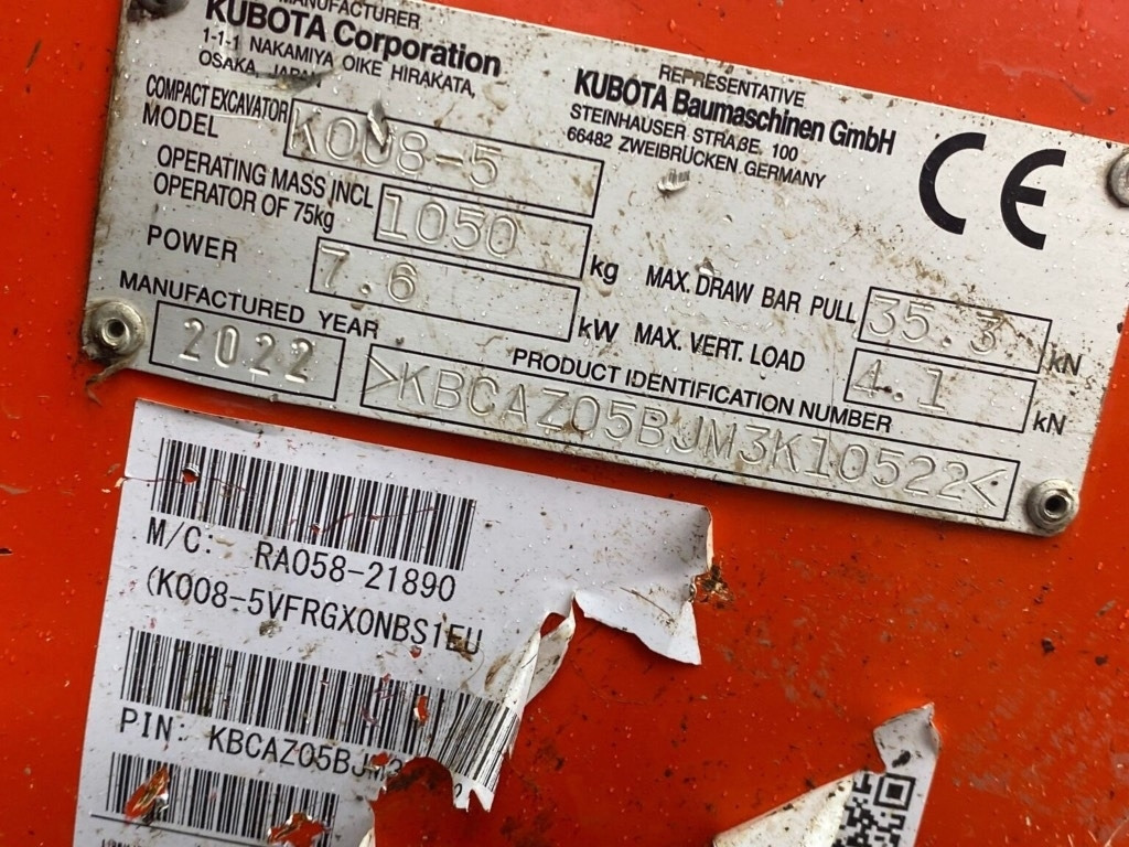 Kubota K008-5 - حفارة مُصَّغرة: صورة 5 Kubota K008-5 - حفارة مُصَّغرة: صورة 5