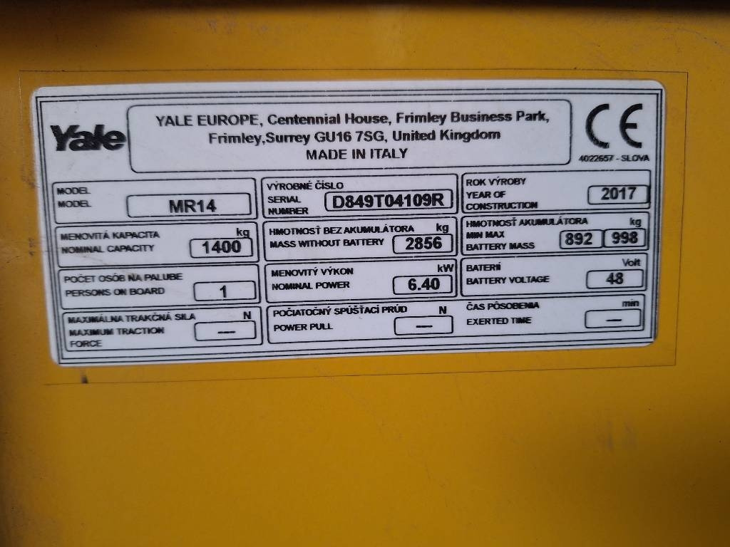 Yale MR 14 - شاحنة مناوِلة: صورة 5 Yale MR 14 - شاحنة مناوِلة: صورة 5