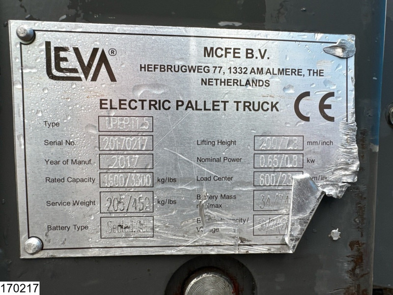 Leva LPEPT1.5 1500 kg, 0.2 m, electric, 1317 hours - شاحنة باليت: صورة 5 Leva LPEPT1.5 1500 kg, 0.2 m, electric, 1317 hours - شاحنة باليت: صورة 5