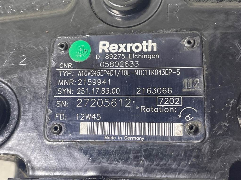Bomag -Rexroth A10VG45EP4D1/10L-Drive pump/Fahrpumpe - نظام الهيدروليك - آلات البناء: صورة 4 Bomag -Rexroth A10VG45EP4D1/10L-Drive pump/Fahrpumpe - نظام الهيدروليك - آلات البناء: صورة 4