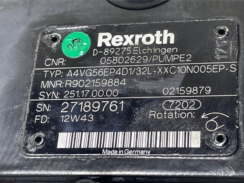 Bomag -Rexroth A4VG56EP4D1/32L-Drive pump/Fahrpumpe - نظام الهيدروليك - آلات البناء: صورة 4 Bomag -Rexroth A4VG56EP4D1/32L-Drive pump/Fahrpumpe - نظام الهيدروليك - آلات البناء: صورة 4