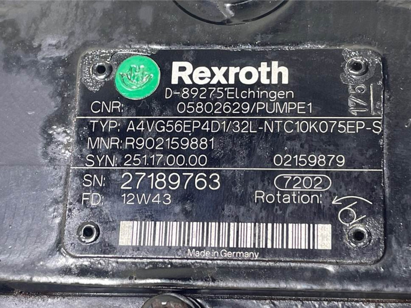 Bomag -Rexroth A4VG56EP4D1/32L-Drive pump/Fahrpumpe - نظام الهيدروليك - آلات البناء: صورة 4 Bomag -Rexroth A4VG56EP4D1/32L-Drive pump/Fahrpumpe - نظام الهيدروليك - آلات البناء: صورة 4