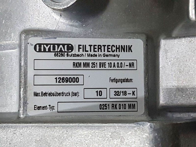 Hydac RKM MM 251 BVE 10 A 0.0/-NR-1269000-Filter - نظام الهيدروليك - آلات البناء: صورة 5 Hydac RKM MM 251 BVE 10 A 0.0/-NR-1269000-Filter - نظام الهيدروليك - آلات البناء: صورة 5