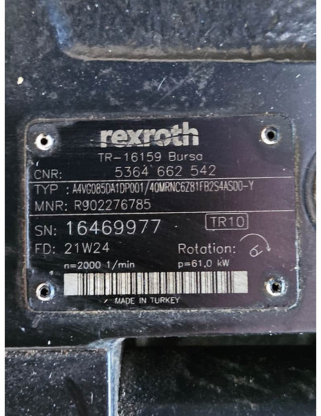 Yanmar V120-Rexroth A4VG085-Drive pump/Fahrpumpe/Rijpomp - نظام الهيدروليك - آلات البناء: صورة 5 Yanmar V120-Rexroth A4VG085-Drive pump/Fahrpumpe/Rijpomp - نظام الهيدروليك - آلات البناء: صورة 5