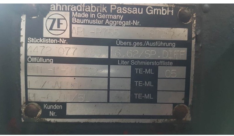 المحور و قطع الغيار - آلات البناء ZF APL-R755 - Axle/Achse/As: صورة 6