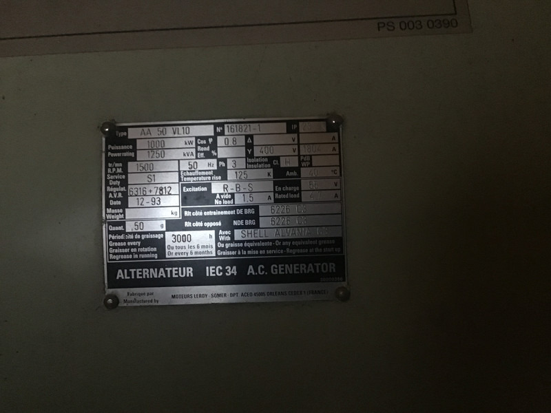مجموعة المولدات Kawasaki M1A-01 TURBINE 1250 KVA USED: صورة 10