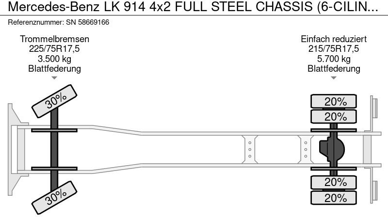 شاحنة هيكل كابينة Mercedes-Benz LK 914 4x2 FULL STEEL CHASSIS (6-CILINDER / MANUAL GEARBOX / FULL STEEL SUSPENSION): صورة 11