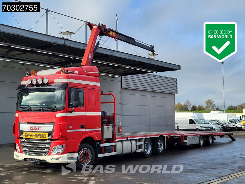 DAF XF 440 XF 6X2 NL-Truck Transporter APK HMF 900-K2 crane Winch Lift-Lenkachse Euro 6 - شاحنات مسطحة, شاحنة كرين: صورة 1 DAF XF 440 XF 6X2 NL-Truck Transporter APK HMF 900-K2 crane Winch Lift-Lenkachse Euro 6 - شاحنات مسطحة, شاحنة كرين: صورة 1