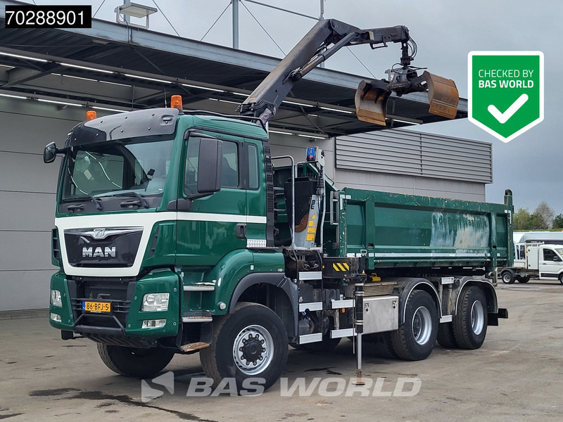 MAN TGS 33.440 TGS 6X6 NL-Truck 12m3 Jansen Tipper HMF 1643 Crane Steering-Axle Big-Axle Automatic Euro 6 - شاحنة قلاب, شاحنة كرين: صورة 1 MAN TGS 33.440 TGS 6X6 NL-Truck 12m3 Jansen Tipper HMF 1643 Crane Steering-Axle Big-Axle Automatic Euro 6 - شاحنة قلاب, شاحنة كرين: صورة 1