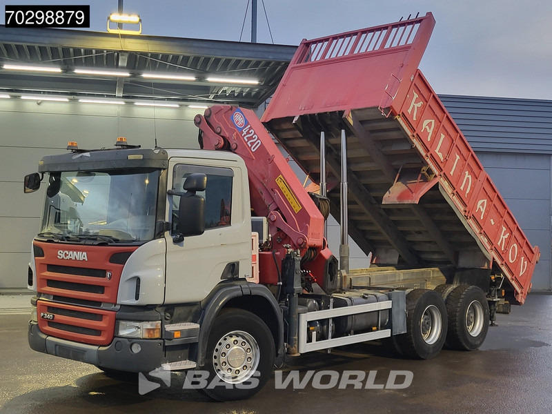 Scania P340 6X4 HMF 4220 K6 Crane Winch Tipper Full Steel Manual Gearbox - شاحنة قلاب, شاحنة كرين: صورة 2 Scania P340 6X4 HMF 4220 K6 Crane Winch Tipper Full Steel Manual Gearbox - شاحنة قلاب, شاحنة كرين: صورة 2